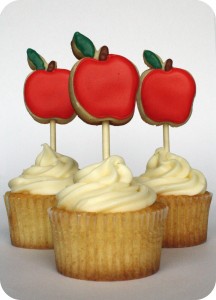 Cupcake With Apple Cookie on a Stick