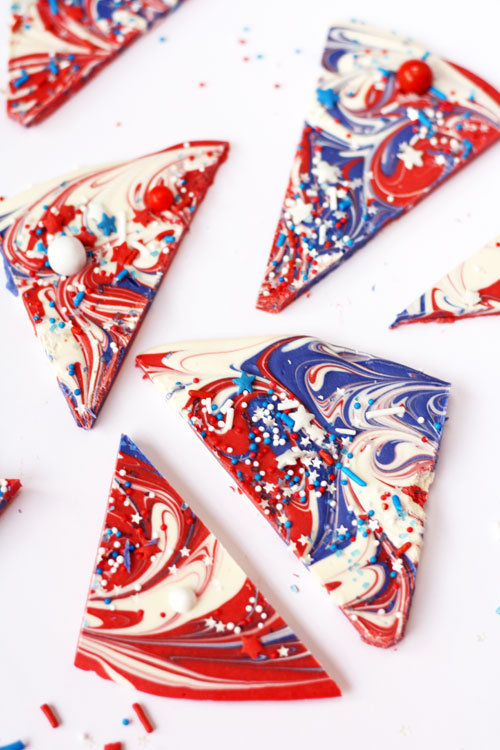 Easy 4th of July Chocolate Shards